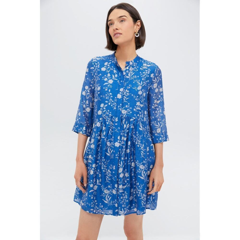 TUCKERNUCK Limoges Floral Royal Shirt Dress Size S NWT Retail $188 Tuckernuck